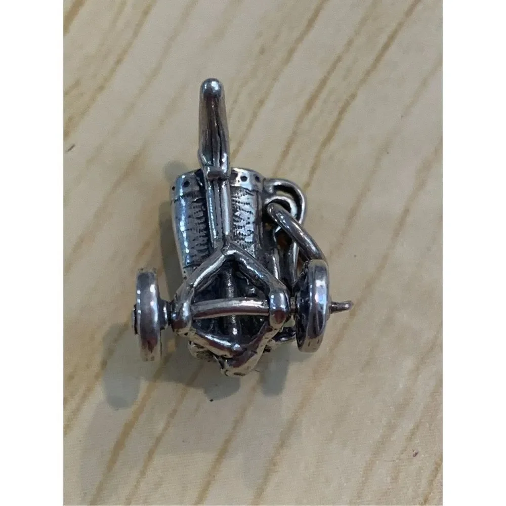 Golf Bag on Wheels Sterling Silver Jewelry Charm #golf #golf game